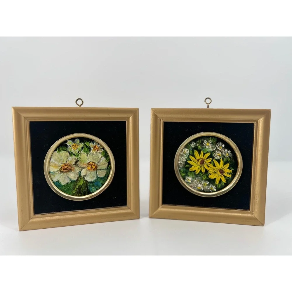 Vintage Miniature Floral Oil Still Life Painting 4